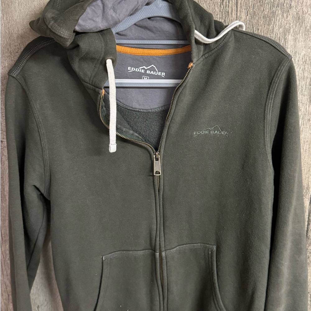Eddie Bauer Men's Olive Zip-Up Hoodie